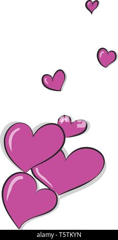 Belle couleur rose coeurs de formes différentes soufflé ci-dessous vole jusqu'à atteindre le ciel de couleur ou de dessin vectoriel illustration Illustration de Vecteur