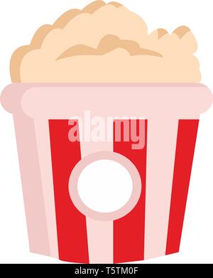 De Clipart popcorn délicieux dans un grand sac de papier avec rayures rouges et blanches est prêt à être apprécié par des amis ou en famille tout en regardant un film vector col Illustration de Vecteur