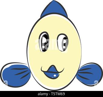 Rond bleu et blanc poisson souriant vector illustration sur fond blanc Illustration de Vecteur