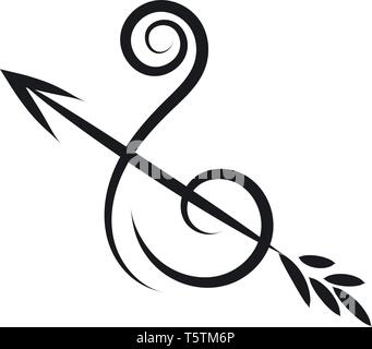 Noir et blanc simple croquis de signe horoscope sagittaire vector illustration sur fond blanc Illustration de Vecteur