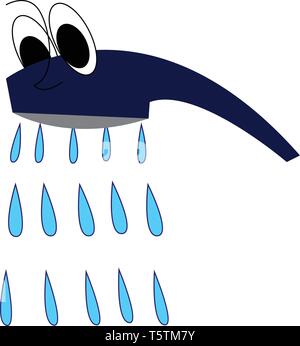 Caricature d'un sourire de douche bleu vector illustration sur fond blanc Illustration de Vecteur