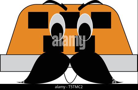 Caricature d'un taxi noir et jaune avec mustash vector illustration sur fond blanc Illustration de Vecteur