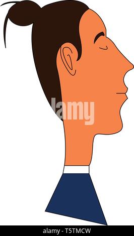 Autre portrait d'un homme avec un homme bun vector illustration sur fond blanc Illustration de Vecteur