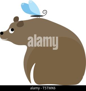 Cartoon vector illustration papillon et ours sur fond blanc Illustration de Vecteur