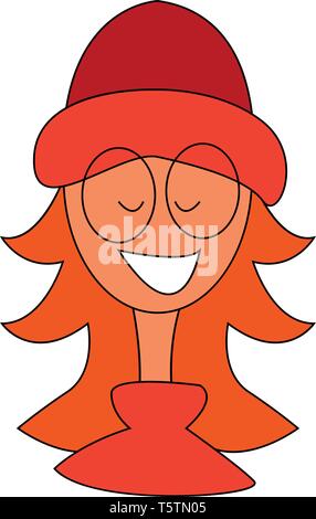 Petite fille rousse wearin vecteur glassesillustration sur fond blanc Illustration de Vecteur