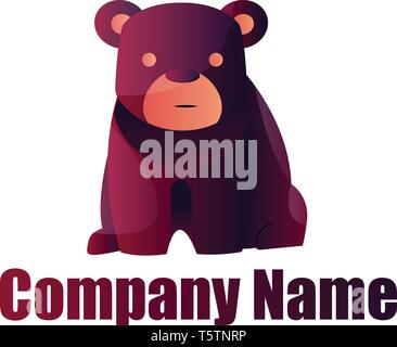Ours violet logo vector design sur fond blanc Illustration de Vecteur