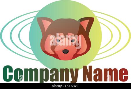 Le panda rouge logo vector design minimaliste sur un arrière-plan whitge Illustration de Vecteur