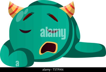 Sleepy mignon monstre vert vector illustration Illustration de Vecteur