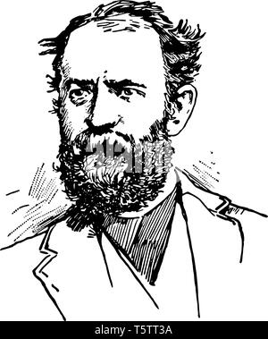 Jason Jay Gould 1836 à 1892 il était Américain financier l'un des principaux développeurs de fer américain et spéculateur vintage dessin ou gravure illus Illustration de Vecteur
