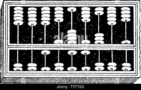 Cette illustration représente Abacus qui a utilisé dans les temps anciens pour le calcul de la ligne vintage dessin ou gravure illustration. Illustration de Vecteur