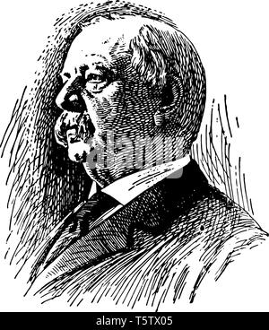 Stephen Grover Cleveland 1837 à 1908, il était avocat et un homme politique américain, 22e et 24e président des États-Unis le gouverneur de New York vinta Illustration de Vecteur