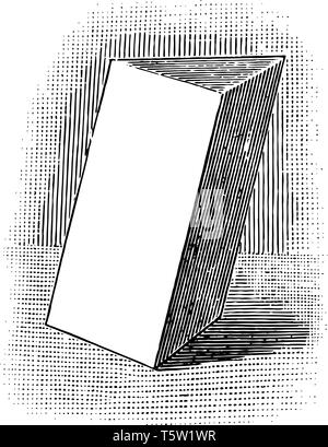 L'image montre un prisme triangulaire, un prisme dont la base est un triangle. Un prisme triangulaire droit a côtés rectangulaires, sinon il est oblique, vintage Illustration de Vecteur