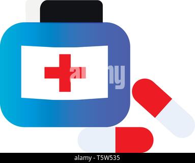 Boîte de premiers soins et des médicaments ou vecteur illustration couleur Illustration de Vecteur