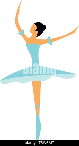 Une dame avec une ballerine ballerine bleu robe et ses chaussures, cartoon, Scénario, dessin en couleur ou d'illustration. Illustration de Vecteur
