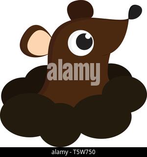 Une souris brune sortant de la saleté vector dessin en couleur ou de l'illustration Illustration de Vecteur