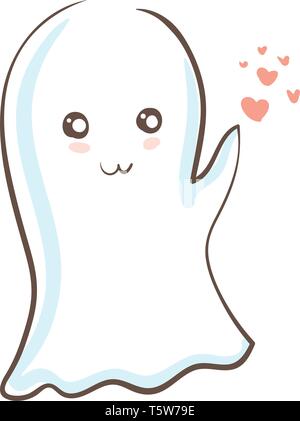 Un mignon fantôme avec un smiley est forme vector dessin en couleur ou de l'illustration Illustration de Vecteur