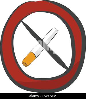 Une couleur rouge affiche non- fumeurs placés dans un lieu public vector dessin en couleur ou de l'illustration Illustration de Vecteur