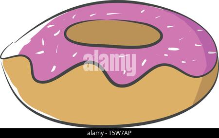 Un big brown donut avec glaçage rose et coloré sur sprinkles il placé dans une vitrine vector dessin en couleur ou de l'illustration Illustration de Vecteur