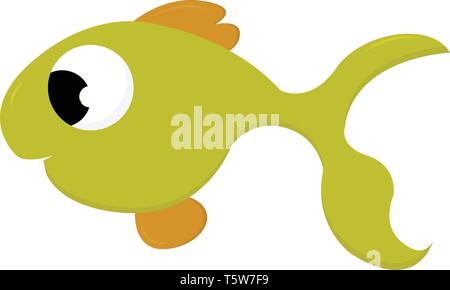 Un petit poisson vert clair avec des nageoires brunâtres et de grands yeux dans l'eau vector dessin en couleur ou de l'illustration Illustration de Vecteur