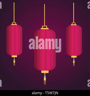 Trois Lanternes Nouvel An chinois symbole vector illustration Illustration de Vecteur