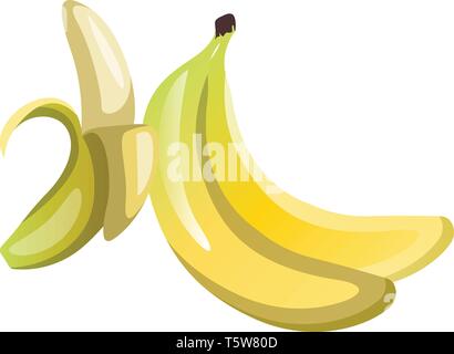 Bananes Fruits jaune pealed cartoon vector illustration sur fond blanc. Illustration de Vecteur