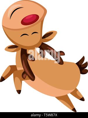 Noël souriant deer jumping vector illustration sur fond blanc Illustration de Vecteur