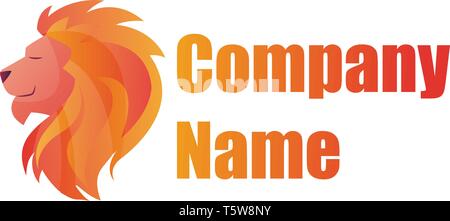 Tête de lion en couleurs et du texte vide pour le nom de l'entreprise illustration vectorielle du logo sur fond blanc Illustration de Vecteur