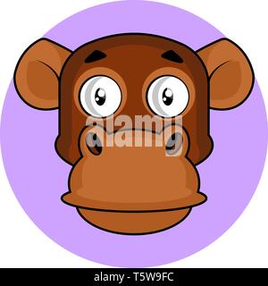 Cartoon vector illustration chimpanzé brun sur fond blanc Illustration de Vecteur