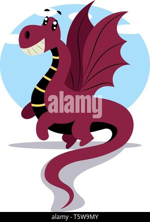 Cartoon vector illustartion dragon violet sur fond blanc Illustration de Vecteur