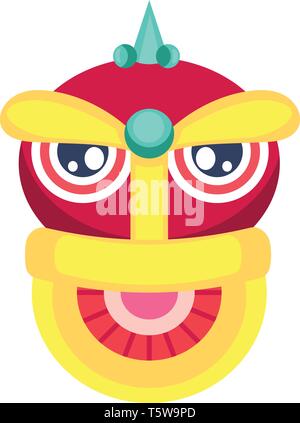 Tête de monstre pour le Nouvel An chinois décoration illustration vecteur sur fond blanc Illustration de Vecteur