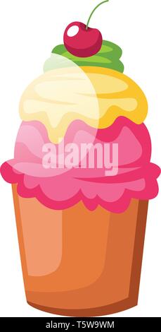 De grands avec cupcake cerise sur page illustration vecteur sur fond blanc Illustration de Vecteur