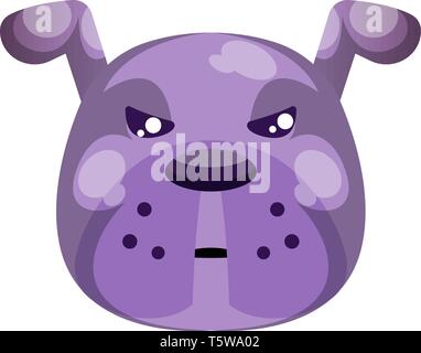 Cartoon vector chien violet grincheux illustartion sur fond blanc Illustration de Vecteur