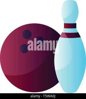 Violet et bleu boule de bowling bowling pin vector illustration sur fond blanc Illustration de Vecteur