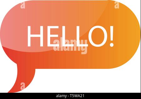 Bonjour Orange ! Bulle de message icône vecteur illustration sur fond blanc Illustration de Vecteur