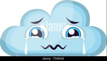 Crying light blue cloud emoji. vector illustration sur fond blanc Illustration de Vecteur