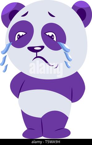 Sad panda violet et blanc pleurer vector illustration sur fond blanc Illustration de Vecteur