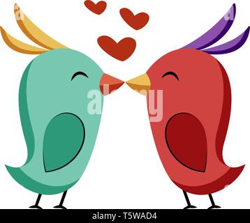 Les baisers d'oiseaux bleus et rouges autocollant vecteur illustration sur fond blanc Illustration de Vecteur