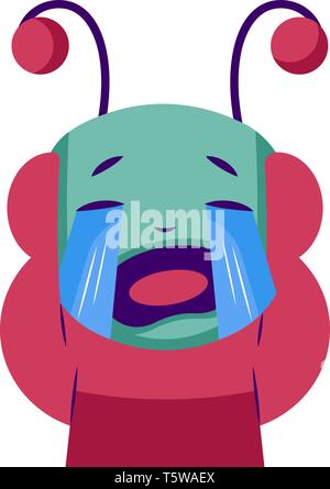 Pleurer rose et bleu autocollant monster vector illustration sur fond blanc Illustration de Vecteur