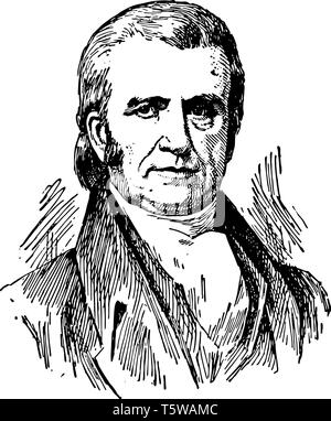 John Marshall 1755 à 1835, il est un homme politique américain et le quatrième juge en chef de la Cour suprême des États-Unis vintage dessin o Illustration de Vecteur