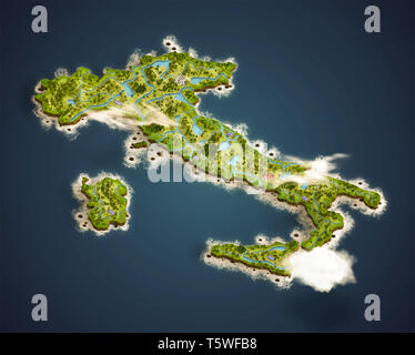 L'Italie isolée isométrique sur bleu 3d illustration Banque D'Images