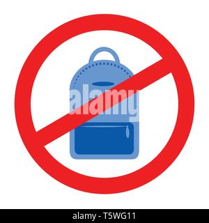 Sac à dos jeans icône interdiction sign on white background vector illustration EPS10 Illustration de Vecteur