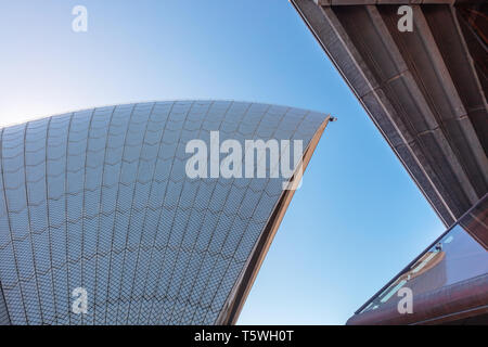 Détail du toit de l'Opéra de Sydney, Sydney Harbour est l'un des plus célèbres bâtiments et distinctif. Banque D'Images