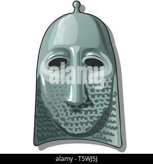 Guerrier slave chapeau ou casque avec haubert ou armure de la chaîne isolé sur fond blanc. Cartoon Vector illustration close-up. Illustration de Vecteur