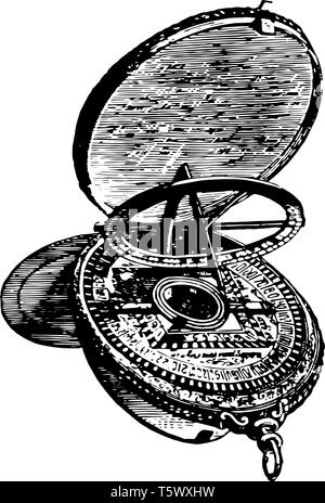 Un astrolabe instrument astronomique obsolètes de différentes formes vintage dessin ou gravure illustration. Illustration de Vecteur