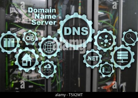 DNS. Système de noms de domaine. Site Web du réseau de communication. Internet et la technologie numérique concept. Banque D'Images