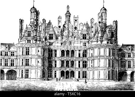 Vintage Gravure De Château De Chambord à Chambord Loir Et