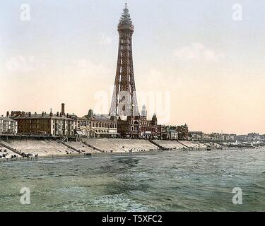 La promenade de Blackpool et tour de North Pier, Blackpool, Lancashire, Angleterre. Entre 1890 et 1910. Banque D'Images