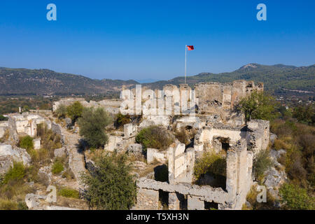 La Turquie, Fethiye, Kayakoy (Mugla) Ghost Town, une ancienne colonie grecque et maintenant une ville abandonnée et open air museum Banque D'Images