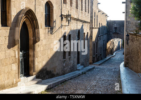 La Grèce, Rhodes, Rhodes vieille ville, rue des principaux Chevaliers de Rhodes (Ippoton) Banque D'Images