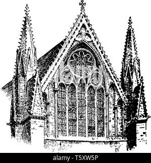 La Cathédrale de Lincoln, de la Bienheureuse Vierge Marie de Lincoln, cathédrale gothique de style géométrique, Canterbury, Angleterre, vintage dessin ou gravure il Illustration de Vecteur